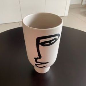 H&M Tall Face Motif Ceramic Vase